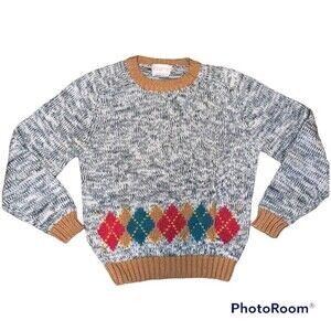 Women's Rosanna vintage knit gray sweater grandmacore winter cozy holiday